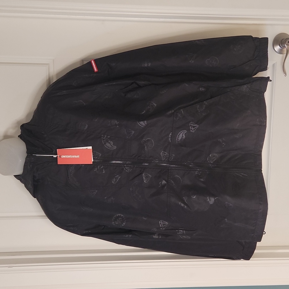 Sprayground Rare Logo Imprinted Hooded Windbreaker Jacket